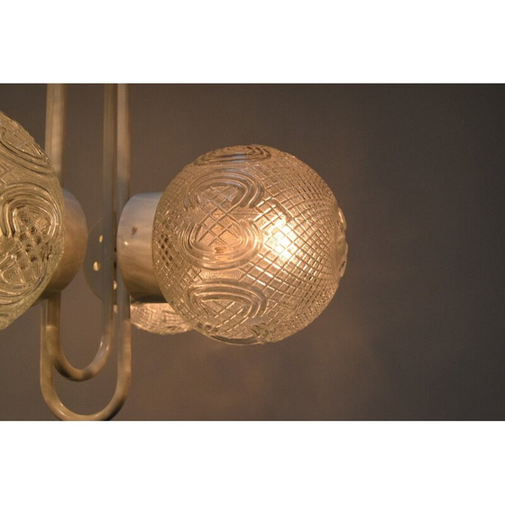 Image 1 of Lampadario vintage in metallo laccato e vetro di Jilove u Decina, Cecoslovacchia 1970