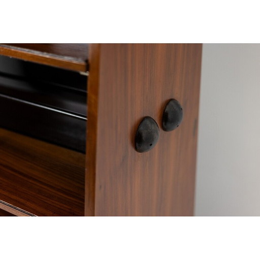 Libreria vintage in palissandro su ruote, Italia 1960