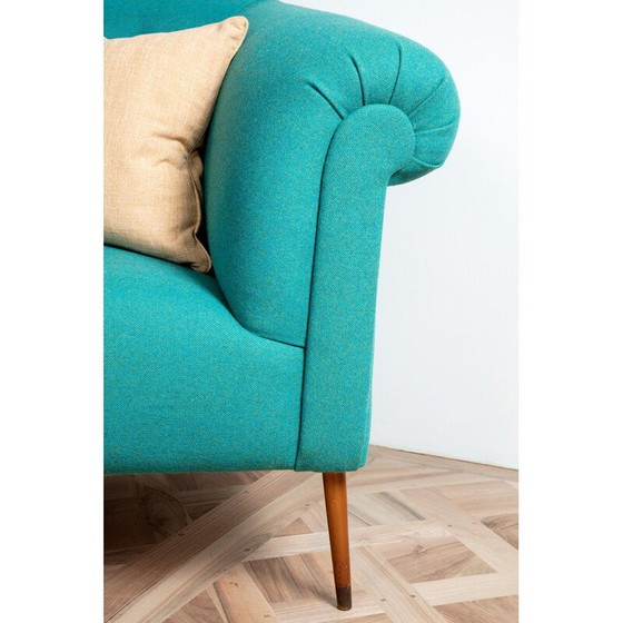 Image 1 of Green Vintage wool and beech Sofa - 1930s 