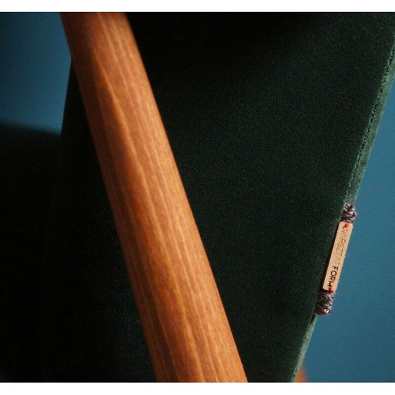 Image 1 of Vintage armchair in beech, green velvet and brass, 1960