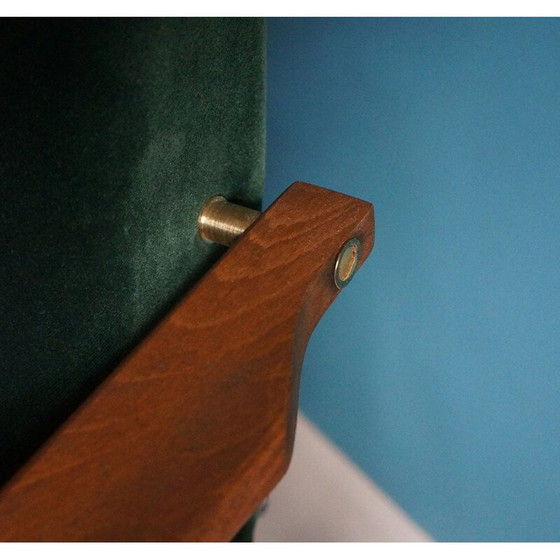 Image 1 of Vintage armchair in beech, green velvet and brass, 1960