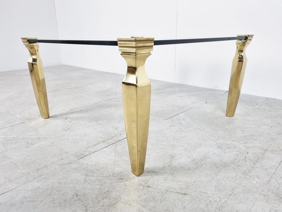 Image 1 of Tavolino da caffè vintage in ottone e vetro