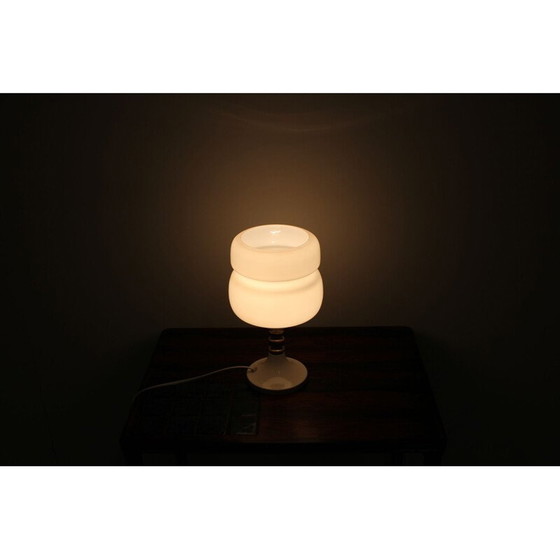 Image 1 of Lampada da tavolo vintage in metallo, vetro opalino e ottone, Cecoslovacchia 1980