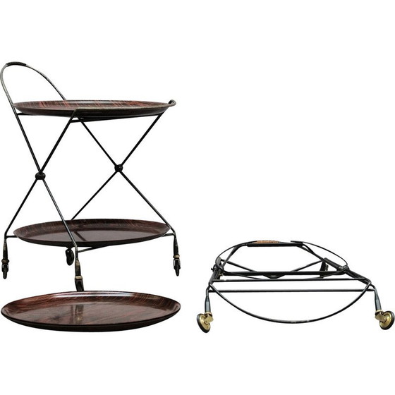 Image 1 of Carrello bar vintage in palissandro per Nybro, Svezia, 1950