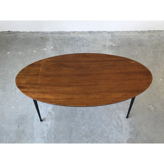 Image 1 of Vintage teak and metal coffee table, France 1950