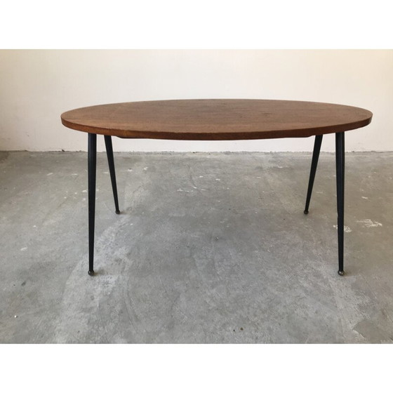 Image 1 of Vintage teak and metal coffee table, France 1950