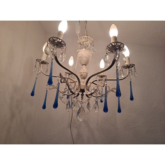 Image 1 of Vintage Italian 6 arm crystal chandelier, 1930s