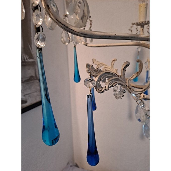 Image 1 of Vintage Italian 6 arm crystal chandelier, 1930s