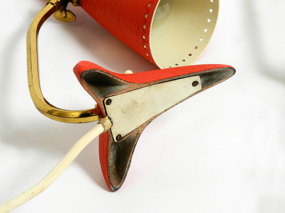 Image 1 of Pair Of Beautiful Red Mid Century Modern Diabolo Crow'S Foot Table Lamps From Cosack