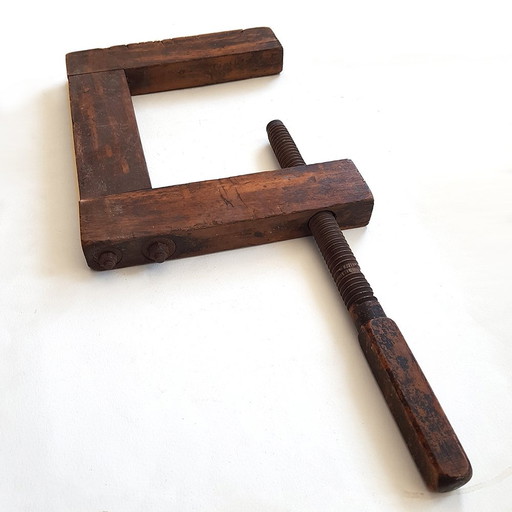 Large Antique Wooden Clamp