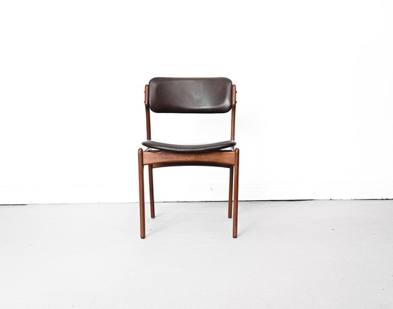 Image 1 of 1/4 Chaise de salle à manger Chair Teak Erik Buch Odd. Danish Mid Century Cuir Marron