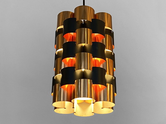 Image 1 of Copper Pendant Light By Werner Schou For Coronell Elektro. Denmark 1960S