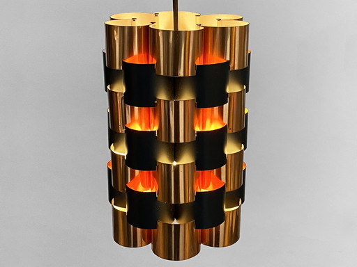 Copper Pendant Light By Werner Schou For Coronell Elektro. Denmark 1960S