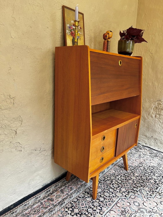 Image 1 of Nice 60s Secretaire Teak Veneer