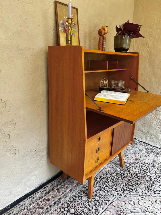 Image 1 of Nice 60s Secretaire Teak Veneer