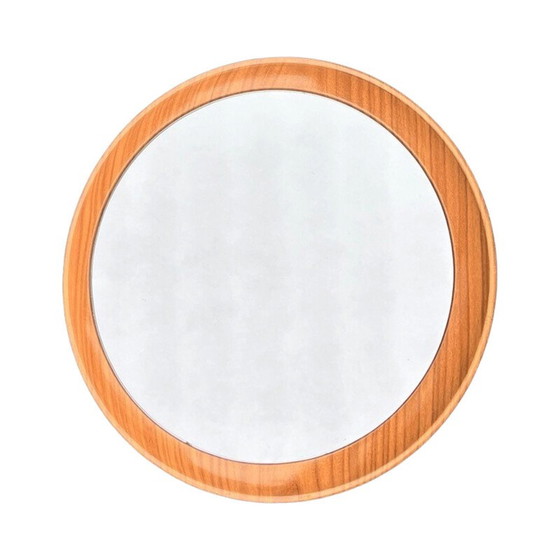 Image 1 of Vintage round wall mirror in plastic and glass for Veb Spanplatten Werk Gotha, Germany 1970