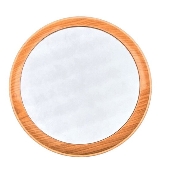 Image 1 of Vintage round wall mirror in plastic and glass for Veb Spanplatten Werk Gotha, Germany 1970