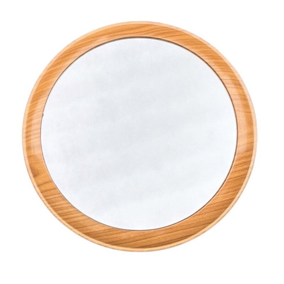Image 1 of Vintage round wall mirror in plastic and glass for Veb Spanplatten Werk Gotha, Germany 1970