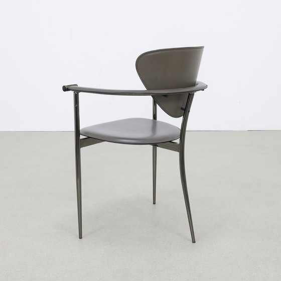 Image 1 of Chaise de salle à manger 4x en cuir par Arrben Italie, années 1980