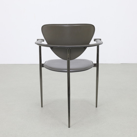 Image 1 of Chaise de salle à manger 4x en cuir par Arrben Italie, années 1980