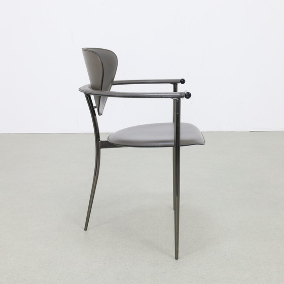 Image 1 of Chaise de salle à manger 4x en cuir par Arrben Italie, années 1980