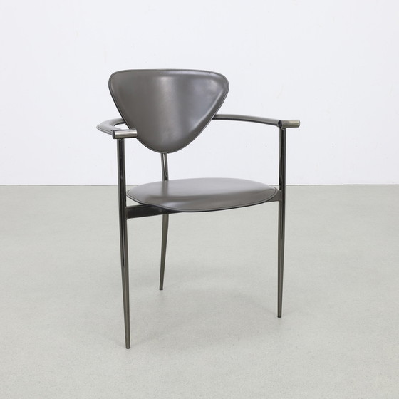 Image 1 of 4x Dining Chair in Leather by Arrben Italy, 1980s