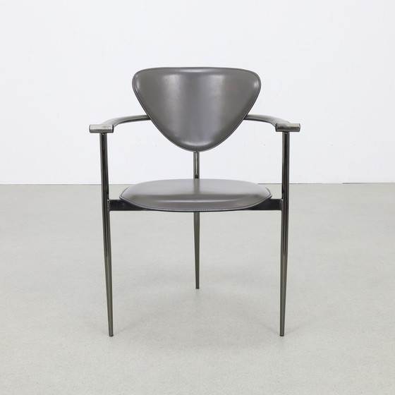 Image 1 of Chaise de salle à manger 4x en cuir par Arrben Italie, années 1980