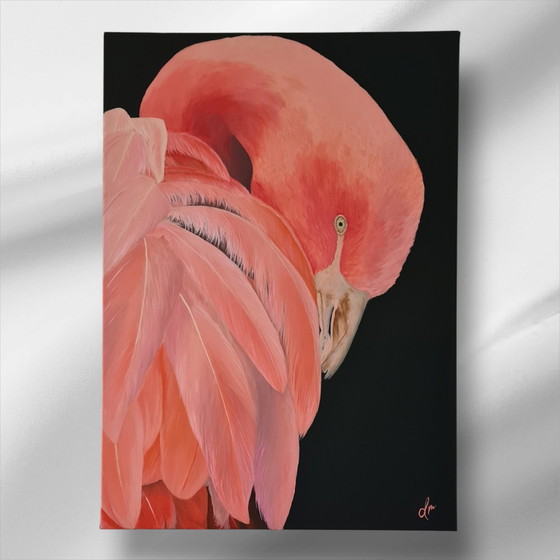 Image 1 of Acrylic Paint Painting Flamingo 50X70 Cm