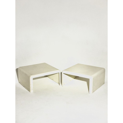 Pair of vintage white plastic coffee tables