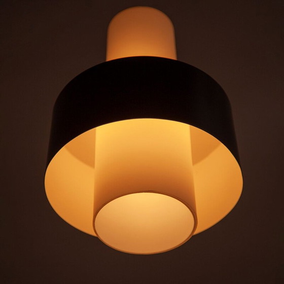 Image 1 of Vintage metal and milk glass pendant, 1960