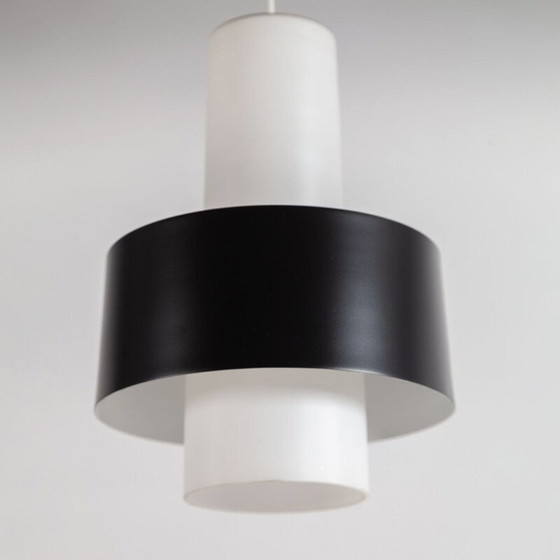 Image 1 of Vintage metal and milk glass pendant, 1960