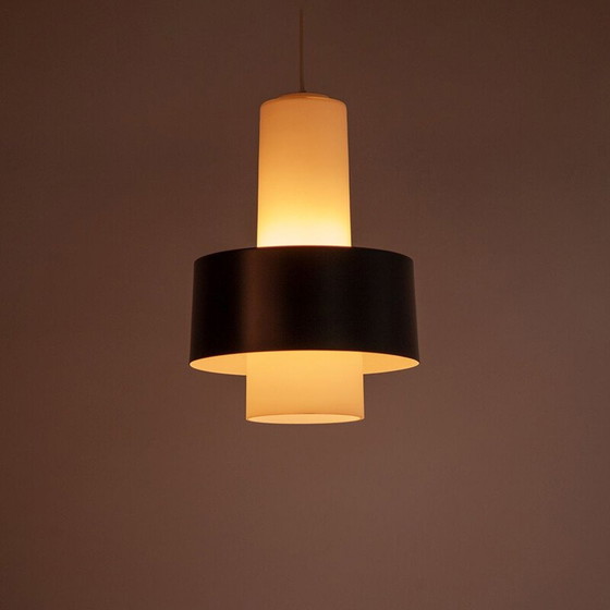 Image 1 of Vintage metal and milk glass pendant, 1960