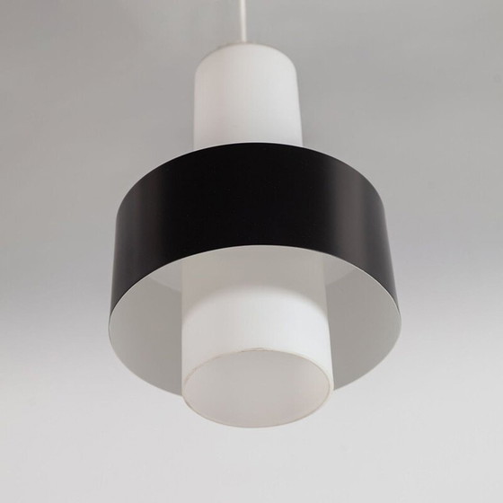 Image 1 of Vintage metal and milk glass pendant, 1960