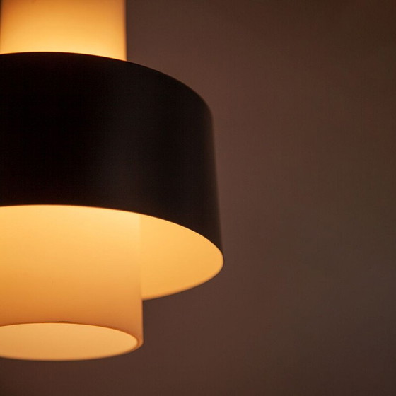 Image 1 of Vintage metal and milk glass pendant, 1960