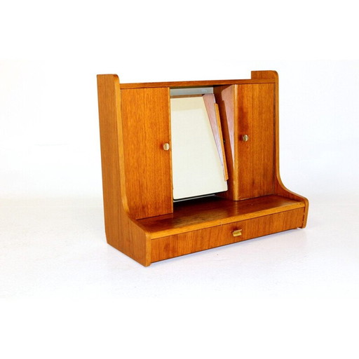 Tavolo da toeletta vintage in teak, quercia e metallo, Svezia 1960