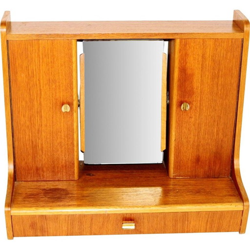 Tavolo da toeletta vintage in teak, quercia e metallo, Svezia 1960