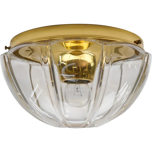 Vintage octagonal glass ceiling lamp for Limburg, Germany 1960