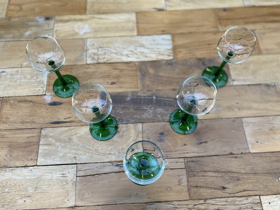 Image 1 of 5x Luminarc French Alsace glasses with dark green stem