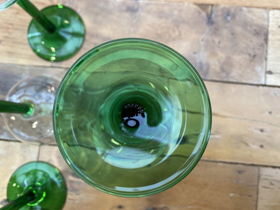 Image 1 of 5x Luminarc French Alsace glasses with dark green stem