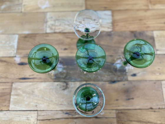 Image 1 of 5x Luminarc French Alsace glasses with dark green stem