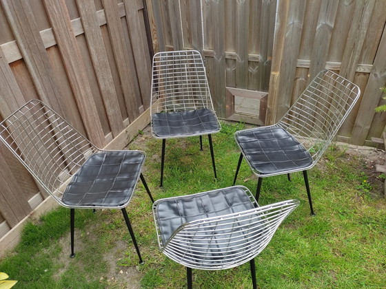 Image 1 of 4x Chaises en fil de fer vintage