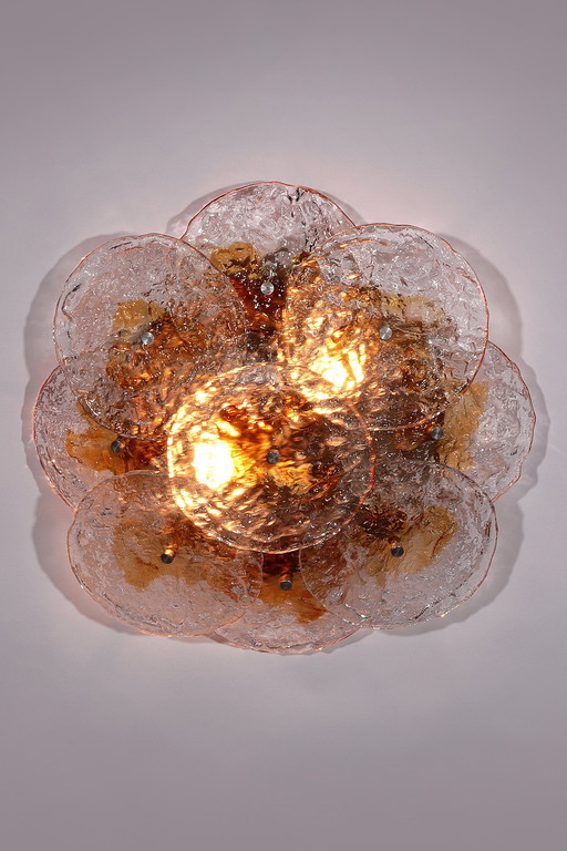 Large Flush Mount Murano Glass  Italy, 1970S