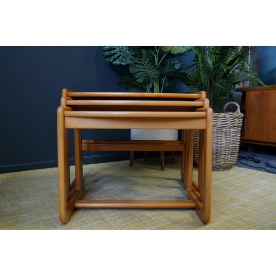 Image 1 of Mid century Swedish pale teak nesting tables
