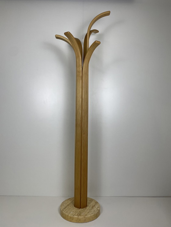 Image 1 of Italian Design Standing Coat Rack "Palm Tree" Travertine Base