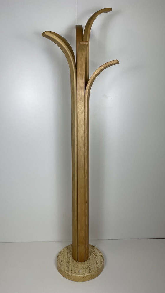 Image 1 of Italian Design Standing Coat Rack "Palm Tree" Travertine Base