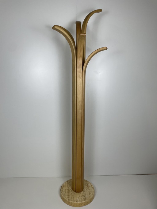 Italian Design Standing Coat Rack "Palm Tree" Travertine Base