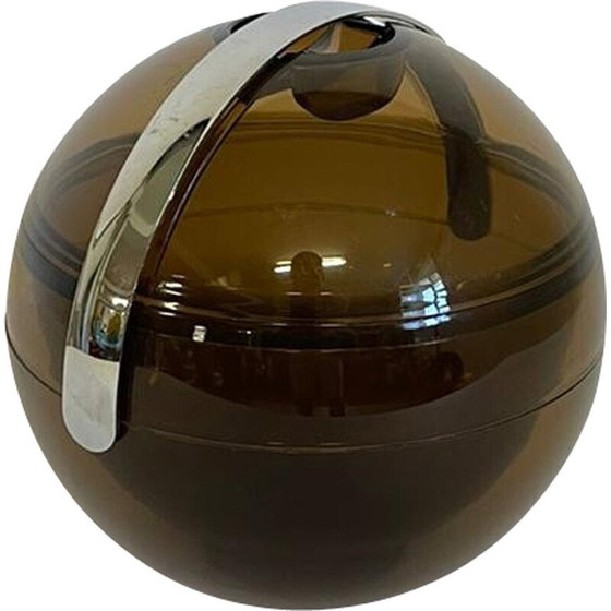 Image 1 of Vintage smoked ball ice box by Paolo Tilche for Guzzini, Italy 1980s