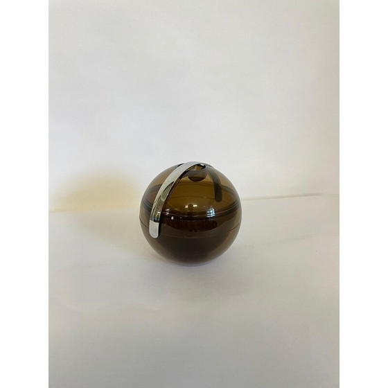 Image 1 of Vintage smoked ball ice box by Paolo Tilche for Guzzini, Italy 1980s
