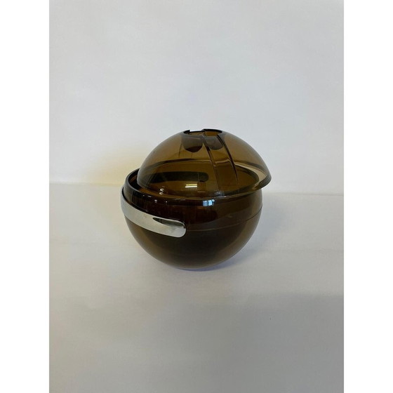 Image 1 of Vintage smoked ball ice box by Paolo Tilche for Guzzini, Italy 1980s