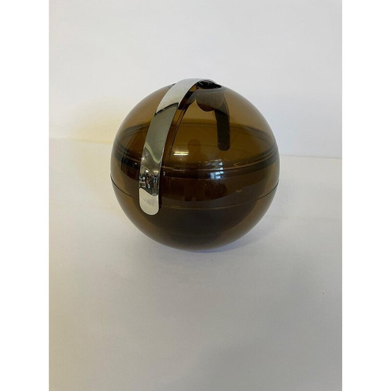Image 1 of Vintage smoked ball ice box by Paolo Tilche for Guzzini, Italy 1980s